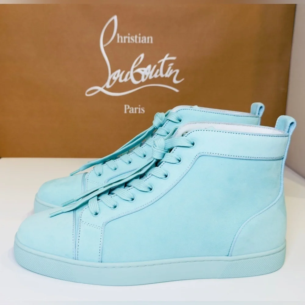 Christian Louboutin Louis Orlato High-top Men’s Sneakers Teal Suede/Velvet EU-44